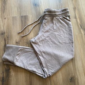 Free People FP Movement Womens Sunny Skinny Jogger Sweatpant Tan Beige Brown XL
